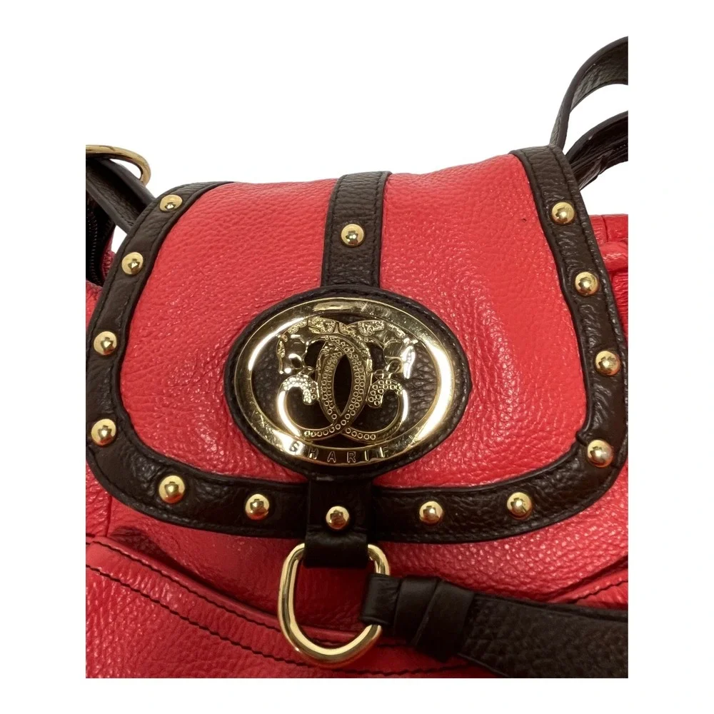 SHARIF Leather Decorative Handbag Satchel‎ Purse ANIMAL PRINT LINING